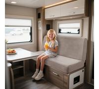 UNBBRRL Elasticizzati Copridivano Camper Velluto, Copri Dinette Camper Set (2pcs), RV Panca/auto/caravan/cuscino Divano Copertura Con 4 Cinghie (cachi,Rettangolo-L)