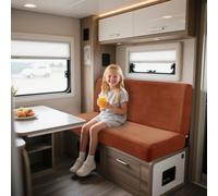 UNBBRRL Elasticizzati Copridivano Camper Velluto, Copri Dinette Camper Set (2pcs), RV Panca/auto/caravan/cuscino Divano Copertura Con 4 Cinghie (arancione,Rettangolo-M)