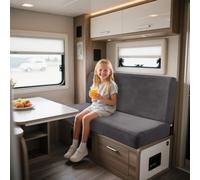 UNBBRRL Elasticizzati Copridivano Camper Velluto, Copri Dinette Camper Set (2pcs), RV Panca/auto/caravan/cuscino Divano Copertura Con 4 Cinghie (grigio medio,Rettangolo-M)