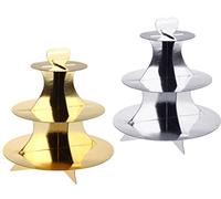 Unbekannt 2 Pezzi Cup Cake/Muffin, con 3 Ripiani, Alzata 3 Piani in Cartone in Oro e Argento Gold und Silber