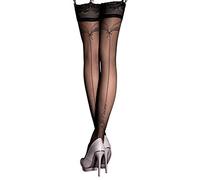 Unbekannt Ballerina - Calze autoreggenti da donna, colore nero, Stockings, pizzo, effetto reggicalze, Nero , S-M