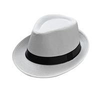 Unbekannt Cappello da sole da uomo e da donna, stile retrò jazz, cappello da sole da viaggio, cappello di paglia nero, bianco, Taglia unica
