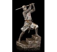 Unbekannt Cavalieri Templari Figura Schwingt Spada Due Mani Spada Templari,Figura Decorativa,Bronzato & Colorato, Serie: Studio Collezione, H 29,5 CM