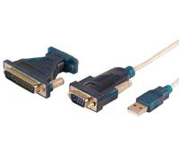 Unbekannt - Cavo adattatore da USB a connettore RS232 Sub-D 9 pin, con adattatore Sub-D 25 Pin