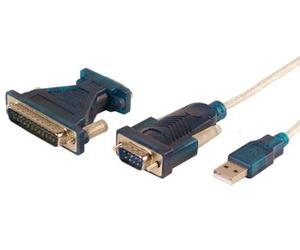Unbekannt - Cavo adattatore da USB a connettore RS232 Sub-D 9 pin, con adattatore Sub-D 25 Pin