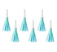 PartyDeco- Conf.6 Trombette Fischietti con Frange Azzurre per Feste e Compleanni, Colore, HOR1-011