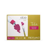 Unbekannt Fabriano Tela - Carta per pittura a olio con texture lino, 300 g/m2, 36 x 48 cm, 10 fogli, incollata su 4 lati, resistente agli acidi e all'invecchiamento, colore bianco