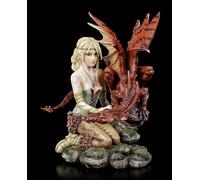 Unbekannt Figura elfo con drago grande - Figura elfo drago fata decorativa