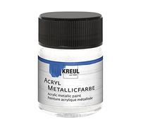 Unbekannt KREUL 77579-50 ml Bianco Perla, Vernice acrilica a Base d'Acqua con Effetto Metallizzato, Copertura cremosa, Asciugatura Rapida e Impermeabile, White, 50 ml, 50 unità