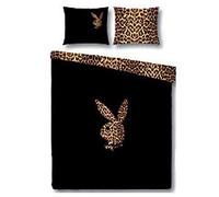 Unbekannt Playboy, biancheria da letto in raso leopardato, 155 x 220 cm, idea regalo