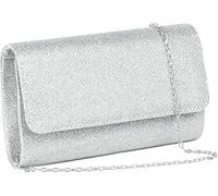 unbholkk Borsa a mano da donna piccola pochette glitterate, pochette da donna con catena rimovibile, borsa a mano con glitter per matrimoni, feste, San Valentino, festa della mamma, argento