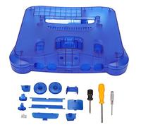 Unbilkdas Guscio protettivo di ricambio per console per videogiochi retrò N64, custodia blu traslucida, materiale ABS premium con cacciavite di montaggio e adesivo con logo, copertura
