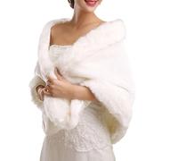 UNbit 1pc scialle da sposa bianco da donna da donna stole in pelliccia sintetica mantella da sposa autunno inverno caldo coprispalle accessori Scialle