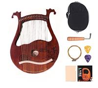 UNbit Arpa da giro fatta a mano, arpa 19 a sette corde con borsa for pianoforte Abito portatile Grecia Squisitamente scolpita con note Strumento musicale Arpa