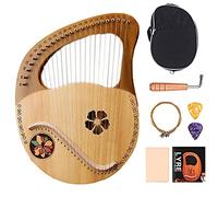 UNbit Arpa da giro fatta a mano, arpa a 24 corde Bellezza dorata Modello di fiori di ciliegio intagliato con simbolo fonetico, borsa, plettro, borsa for corde di ricambio, set portatile Arpa