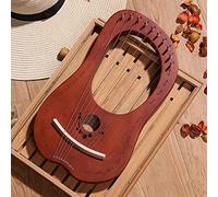 UNbit Arpa da giro fatta a mano, arpa lira 10 corde lira engeraved da legno di mogano piccoli strumenti arpa a 10 corde strumenti musicali a corde in metallo arpa lira con chiave for accordatura custo