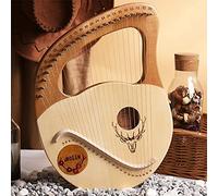 UNbit Arpa da giro fatta a mano, arpa lira 24 for corde for adulti Arpa piccola Strumenti a corda for arpa in metallo Strumenti musicali in mogano Arpa lira con chiave for accordatura Borsa da concert