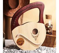 UNbit Arpa da giro fatta a mano, arpa lira 24 for corde for adulti Arpa piccola Strumenti a corda for arpa in metallo Strumenti musicali in mogano Arpa lira con chiave for accordatura Borsa da concert