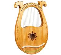 UNbit Arpa da giro fatta a mano, arpa lira a 16 corde for principianti, kit di strumenti portatile piccola arpa lira con plettro for accordatura libro musicale arpa con corde in metallo impiallacciatu