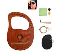UNbit Arpa da giro fatta a mano, arpa lira violino greco 19 corde for principianti, arpa in legno massello con borsa for il trasporto, libro di musica, chiave for accordare, arpa orchestrale for appas