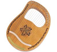 UNbit Arpa da giro fatta a mano, legno di mogano 16 corde for principianti, arpa a lira Strumento a corde in metallo Log Lira Strumento musicale impiallacciato portatile con chiave for accordare Arpa