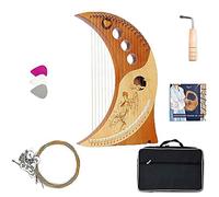 UNbit Arpa da giro fatta a mano, strumento arpa lira for principianti, chitarra arpa in legno massello a 19 corde con borsa for il trasporto, kit di strumenti clavicembalo for adulti, strumenti musica