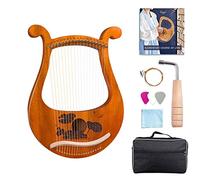 UNbit Arpa Lap Fatta A Mano, Arpa Lira 19 Corde Arpsicle for Adulti,Il Legno Intero È Scavato E Integrato In Un Pianoforte Lyar Con Motivi Unici, Simboli Fonetici Scolpiti Arpa