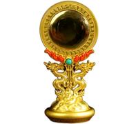 UNbit Rituale Specchio Buddista Tibetano con placcatura di Base a Doppio Drago di Fornitura tantrica da 19,3 cm