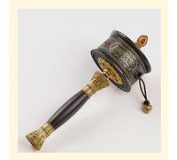 UNbit Ruota di preghiera tibetana tenuta in mano Ruota di preghiera tibetana Campana tibetana a mano Buddismo tibetano Mantra di sei parole Ruota di preghiera buddista a manovella