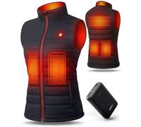UNBON Gilet Riscaldato Donna, Giubbotto Riscaldato Donna con Batteria USB 10000mAh, Giacca Riscaldata con 3 Temperatura 6 Zone di Calore, Gilet Giubbotto Termico Riscaldante Invernale, Nero, L