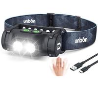 UNBON Torcia Frontale LED Ricaricabile, Lampada Frontale LED Ricaricabile USB C Potente con 3 Modalità, Sensore di Movimento e Base Magnetica, IPX4 Impermeabile Luce Torcia da Testa per Trekking Pesca