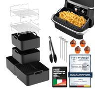 UNBOX Accessori Friggitrice ad Aria - Accessori Airfryer Doppia 1×10,4L e 2×5,2L per Ninja Foodi Flexdrawer AF500EU 10,4L, Cosori 10L, Cecotec 9000 9L - Con Teglia in Silicone e eBook di Ricette