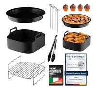 UNBOX Accessori Friggitrice ad Aria - Accessori Airfryer Quadrata per Philips Airfryer Serie 2000 6,2L, COSORI 6,4L, 6,2L, 6L, Russell Hobbs 8L - Con Teglia in Silicone e eBook di Ricette