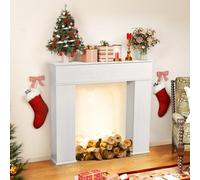 UnboxGermany Cappotto per caminetto con cornice decorativa per camino elettrico, 107 x 18 x 100 cm, camino decorativo con spazio di archiviazione, consolle per camino, in legno massello, bianco