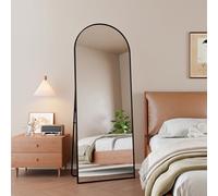 UnboxGermany Specchio a piedi grande, grande specchio da pavimento a tutta lunghezza, telaio in lega di alluminio, sospeso, per camera da letto soggiorno interno (nero, 162 x 53 cm)