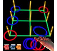 Unbrands - Adesivo 3 in 1 con anello di lancio Tic Tac Toe gioco da interni ed esterni per adulti e famiglie, divertente campeggio, cortile, giochi di carnevale o dormitorio per tutte le età