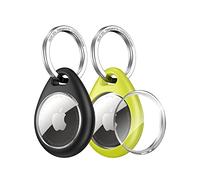 UNBREAKcable 2 Pezzi Custodia per Airtag Apple con Anello Portachiavi, Porta Airtag in Silicone Lavabile - [ Anti-Smarrimento, Anti-Graffio, Cappuccio Protettivo Extra ]