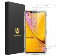 UNBREAKcable Confezione da 2 pellicole proteggi schermo per iPhone 11/iPhone XR, doppio vetro temperato infrangibile [cornice di facile installazione] [durezza 9H] [99,99% HD trasparente] per Apple