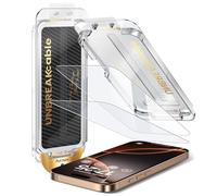 UNBREAKcable Confezione da 2 pellicole protettive in vetro temperato per iPhone 16 Pro Max, eliminazione automatica della polvere, 9H, infrangibile, senza bolle, compatibile con custodie, HD