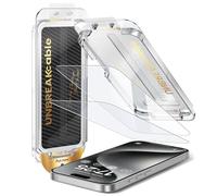 UNBREAKcable Confezione da 2 pellicole protettive per display per iPhone 15 Pro, rimozione automatica della polvere, standard militare 9H, montaggio senza bolle, compatibile con alloggiamento, HD