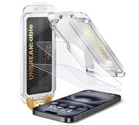 UNBREAKcable Confezione da 2 pellicole protettive per display per iPhone 16 Plus/15 Plus, rimozione automatica della polvere, standard militare 9H, montaggio senza bolle, compatibile con alloggiamento