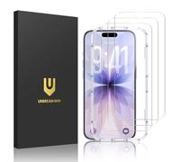 UNBREAKcable Confezione da 3 pellicole proteggi schermo per iPhone 17, in vetro temperato infrangibile doppio [cornice di facile installazione] [durezza 9H] [99,99% HD trasparente] [compatibile con