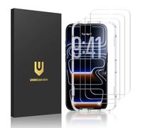 UNBREAKcable Confezione da 3 pellicole proteggi schermo per iPhone 17 Pro, in vetro temperato infrangibile doppio [telaio di facile installazione] [durezza 9H] [99,99% HD trasparente] [compatibile con