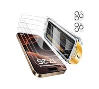 UNBREAKcable - Confezione da 4 protezioni per schermo + 2 protezioni per obiettivo per iPhone 16 Pro Max [Vetro temperato 9H+ antiurto] [Installazione facile senza bolle] Ultra HD trasparente, compati