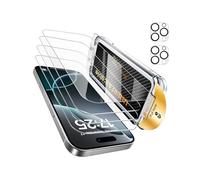 UNBREAKcable - Confezione da 4 protezioni per schermo + 2 protezioni per obiettivo per iPhone 16 Pro [Vetro temperato 9H+ antiurto] [Installazione facile senza bolle] Ultra HD trasparente, compati