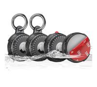 UNBREAKcable Custodia AirTag con VHB 3M e supporto AirTag con moschettone, Custodia AirTag impermeabile IPX8, design con chiusura a vite,per auto, bagagli e altro (Nero Traslucido) Confezione da 4