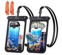 UNBREAKcable Custodia Impermeabile Smartphone, Universale IPX8 Borsa Impermeabile Custodia Subacquea per iPhone 14 13 12 11 Pro Max, Samsung S23 S22 fino a 9 pollici, 2 Pezzi con fischi di emergenza