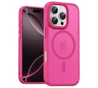 UNBREAKcable Custodia Magnetica per iPhone 16 Pro da 6,3 Pollici, Compatibile con MagSafe, Protezione Completa della Fotocamera, Custodia Sottile Antiurto e Anticaduta per Telefono - Rosa Acceso