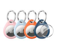UNBREAKcable Pack da 4 Supporti per Apple AirTag [Mantiene Sicuramente l'AirTag] [Installazione Facile] Custodia Protettiva in TPU Impermeabile con Portachiavi in Acciaio Inossidabile 304-4 Colori
