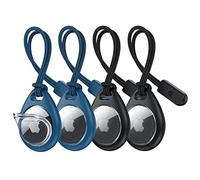 UNBREAKcable Set di 4 custodie protettive a 360° per AirTag con cinturino [Design stretto] [Facile da installare] [Tenere l'aria Tag in modo sicuro] Portachiavi per AirTag TPU con cinturino in nylon